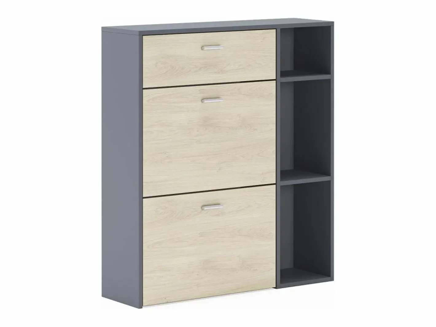 Skraut Home Zapatero|Mueble De Almacenaje|Zapatero WIND, color estructura Gris Antracita, color roble, 90x26x102cm