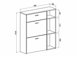 Skraut Home Zapatero|Mueble De Almacenaje|Zapatero WIND, color estructura Gris Antracita, color roble, 90x26x102cm