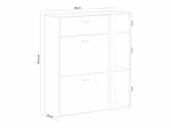 Skraut Home Zapatero|Mueble De Almacenaje|Zapatero WIND, color estructura Gris Antracita, color roble, 90x26x102cm