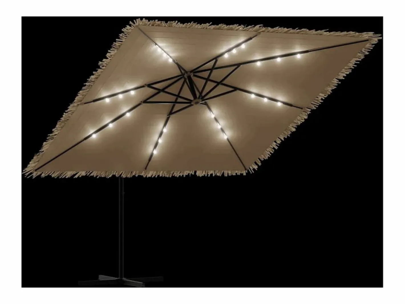 Garden Furniture Sombrilla|Zarvir Sombrilla de jardín con LEDs poste acero marrón 290x290x238 cm